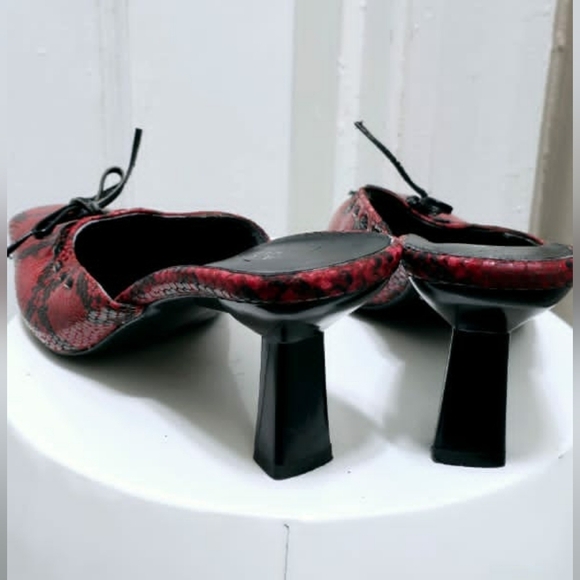 A.Giannetti Leather Python Print Red Mule Heel Shoe Women's Size8🌴 - Picture 2 of 8